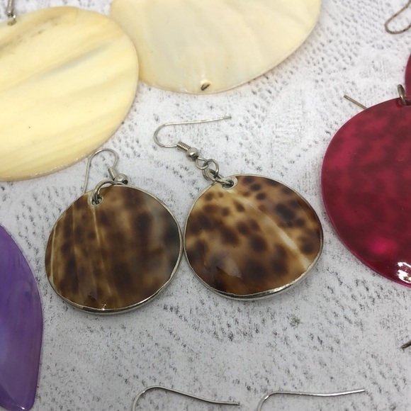 BUNDLE lot 7 shell earrings boho beach costal summer fun statement dangle drop. - Picture 6 of 11